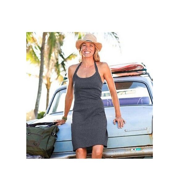 Athleta Dress Women's 0 Modra Gray Green Halter Built in Bra Yoga Bodycon - Picture 5 of 7